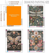 Axquilon 3 Pack Diamond Art Kits for Adults, Insect Diamond Painting Kits for Adults Beginner, DIY 5D Full Drill Gem Art for Home Wall Decor 12x16 inch Axquilon