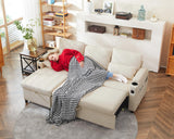 DURASPACE Sofa Bed Sleeper Pull Out 2 in 1 Sectional Sleeper Sofa Couches with Storage,USB, Cup Holder,Pullout Sectional Couches for Apartment Living Room (Beige) DURASPACE