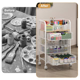 5-Tier Craft Organizer Cart with Wheels,Craft Organizers and Storage with Drawers,Lockable Wheels Rolling Utility Cart with DIY Divider,Office Supply Organizer,Ideal for Studio,Office,Bedroom,White Yociyoga