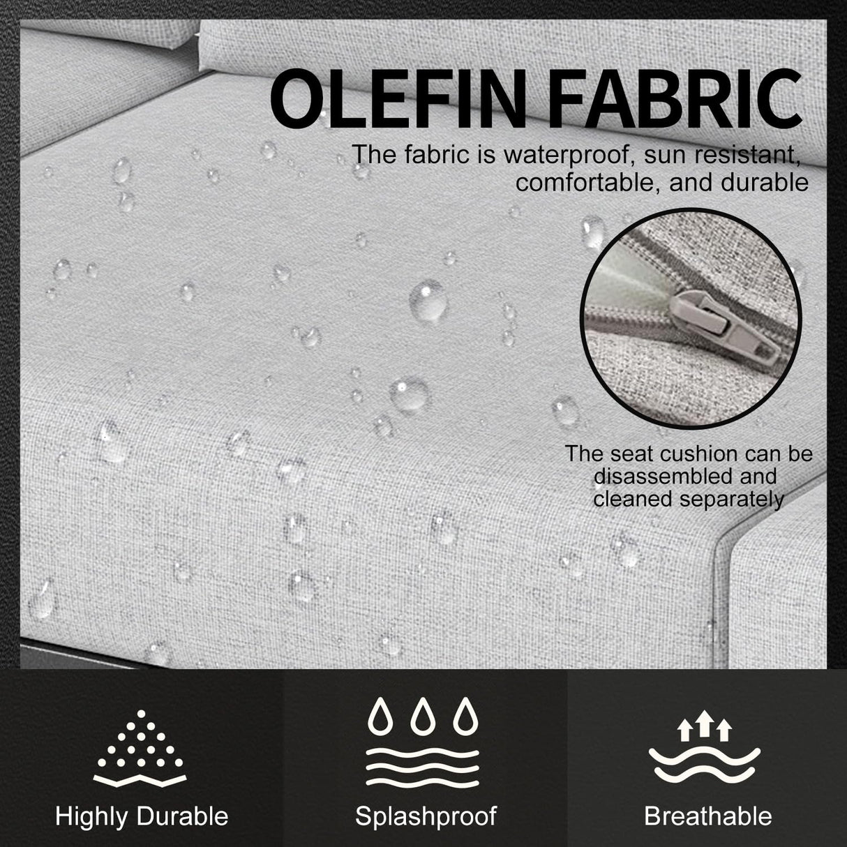 Aug-guan Aluminum Outdoor Sofa,4 Seats Modern Patio Furniture Set,Sectional Sofa Conversation Set with Coffee Table, Upgraded Washable Cushions for Garden Backyard,Grey Aug-guan