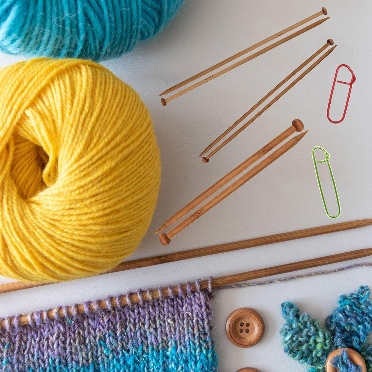 7 Pairs Bamboo Knitting Needles Set, Bamboo Natural, Long Wooden Knitting Needles, Single Point Straight Wood Needles, Wooden Knitting Needles for Beginners for Making Sweater, Shawl, Scarf ADULLPONY