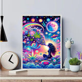 wmpikd Hippie Hippy Girl Diamond Art Painting Kits for Adults 5d DIY Trippy Cool Girl Gem Art Kit for Beginners Round Full Drill Paint with Diamonds Crafts Home Wall Decor Gifts 12x16 Inch wmpikd