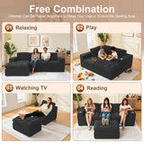 Hretanant Black L Shaped Modular Cloud Sectional Sofa, Comfy 3 Seater Sectional Couches for Living Room with Cup Holders, Modern L Shape Sofa Set for Living Room Bedroom, Black Hretanant