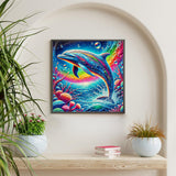 Diamond Art Kits for Adults Dolphin, DIY 5D Diamond Painting Kit for Beginners Sea World, Sea Animals Full Round Drill Gem Art Dots for Adults, Perfect for Home Wall Decor 14X14 Inch Okarina