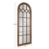 Kate and Laurel Gilcrest Traditional Arch Wood Framed Windowpane Wall Mirror, 18 x 47, Rustic Brown, Farmhouse Decorative Mirror Kate and Laurel