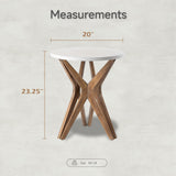 COZAYH Pedestal Farmhouse End Table Set of 2, Distressed White Top with Tripod Base for Modern Farmhouse, Boho Decor, Round COZAYH