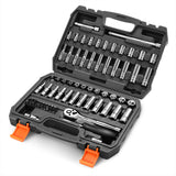 DNA MOTORING TOOLS-00144 72-Piece 1/4" Drive Socket Set with Ratchets, Adapters, Extensions - 4mm -14mm, 5/32 Inch- 9/16 Inch, Cr-V DNA MOTORING