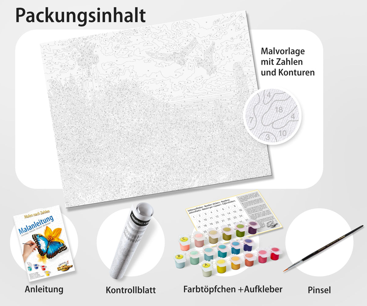 Noris Spiele MNZ-Romantische Schipper Paint Numbers – Romantic 609130788 Gasse, 40 x 50 cm Multicoloured, Colourful, 40x50 cm noris