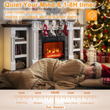 70" Electric Fireplace with Mantel, Fireplace TV Stand for TVs Up to 80 Inch, Farmhouse Entertainment Center with Storage, Realistic Stacked Stone Surround with Remote Control for Living Room,Bedroom LGHM