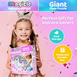 Rainbow Unicorn Giant Floor Puzzle with Sounds, 35 Piece Extra Thick Puzzles, Unicorn Toys for Girls Age 4-6, Floor Puzzles for Kids Ages 3-5 and 6 Year Old Gifts Team Power