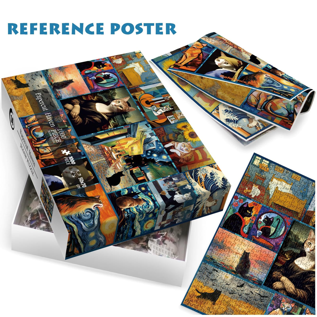 Cat Puzzles for Adults 1000 Piece, Kitten Animal Jigsaw Puzzle, Classic Artists Cat Puzzles for Adults Funny IdeaBazar