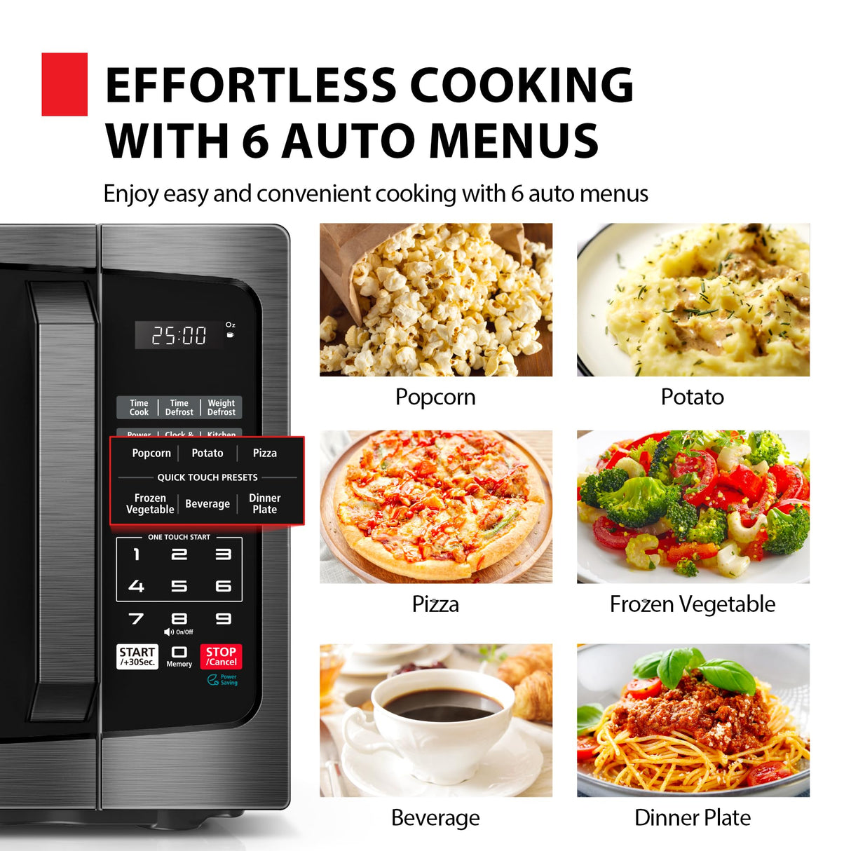 TOSHIBA ML-EM09PA(BS) Small Microwave Oven with 6 Auto Menus, Mute Function & Child Lock, LED Lighting, Perfect for Apartment, 0.9 Cu Ft, 10.6 Inch Removable Turntable, 900W, Black Stainless Steel TOSHIBA