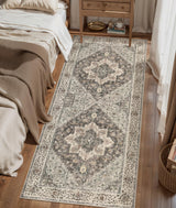 Tangsoo 2x6 Washable Runner Rug for Hallways, Non Slip Vintage Runner Rug, Soft Low Pile Long Rug Runner, Print Distressed Brown/Grey Carpet Runners for Kitchen Bedroom Entryway Bathroom Living Room Tangsoo