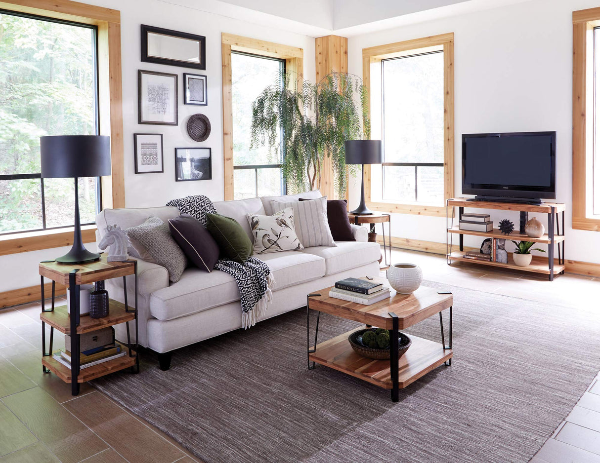 Alaterre Furniture Natural Ryegate Solid Wood with Metal Cube Coffee Table, AWCC1320, 28" Alaterre Furniture