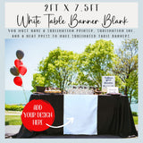 GET SNAPPIN White Table Banner, Table Runner, Sublimation Blanks, 100% Polyester Blank for Sublimation Printer, Decorations for Birthday Wedding Baby Shower Gender Reveal Tablecloth, 2ft x 7.5ft, 1pc Get Snappin