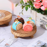 Geetery 4 Pcs Wooden Risers for Display Wood Pedestal Stand Mini Tray Stand Round Wooden Pedestal Holder Rustic Riser for Decor Tiered Tray Decor Home Kitchen, 4 Size(Light Brown) Geetery