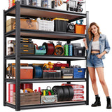JOJUOU Garage Shelving-2050 lbs 5 Tier Storage Shelves,Adjustable Heavy Duty Metal Shelving Unit and Storage Large Rack,Utility Steel Shelf for Warehouse Industrial Pantry Basement -78"x46"x20",Black JOJUOU