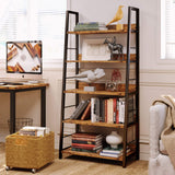 IRONCK Vintage Industrial 5-Tier Ladder Bookshelf with Metal Frame in Rustic Brown IRONCK