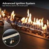 LAUSAINT HOME 9 Pieces Outdoor Patio Furniture Set with 43" Propane Gas Fire Pit Table, Outdoor Sectional Sofa PE Rattan Wicker Patio Conversation Sets with Thick Cushions(Beige LAUSAINT HOME