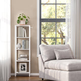 TUTOTAK Bookshelf, 5-Tier Tall Book Shelf, Narrow Bookcase for Small Space, DIY Stackable Bookshelf, for Living Room, Office, Study, Entryway, Industrial, White BS01BW005 TUTOTAK