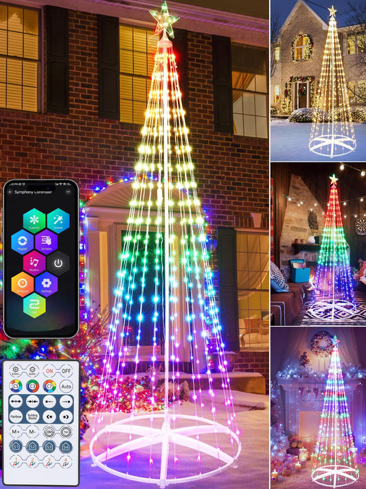 Joomer Christmas Tree Star Lights 8.2FT 406LED Smart Color Change Christmas Lights with Remote Timer Music Sync Bluetooth App Controlled RGB Lights for Outdoor New Year Christmas Decoration