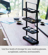 Yamazaki Home Tower 4-Tier Accessory Tray - Jewelry Holder & Storage Organizer - Steel, One Size, Black YAMAZAKI