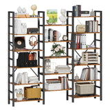 IRONCK Bookshelves 6 Tiers Triple Wide Industrial Bookshelf, Large Etagere Bookshelf Open Display Shelves with Metal Frame for Living Room Bedroom Home Office IRONCK