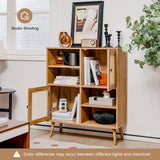 Giantex Buffet Cabinet, Wood Sideboard Storage Cabinet, 2 Rattan Doors & 2 Cubes, Farmhouse Coffee Bar Accent Cabinet, Freestanding Cupboard Organizer for Living Room Kitchen Hallway Giantex