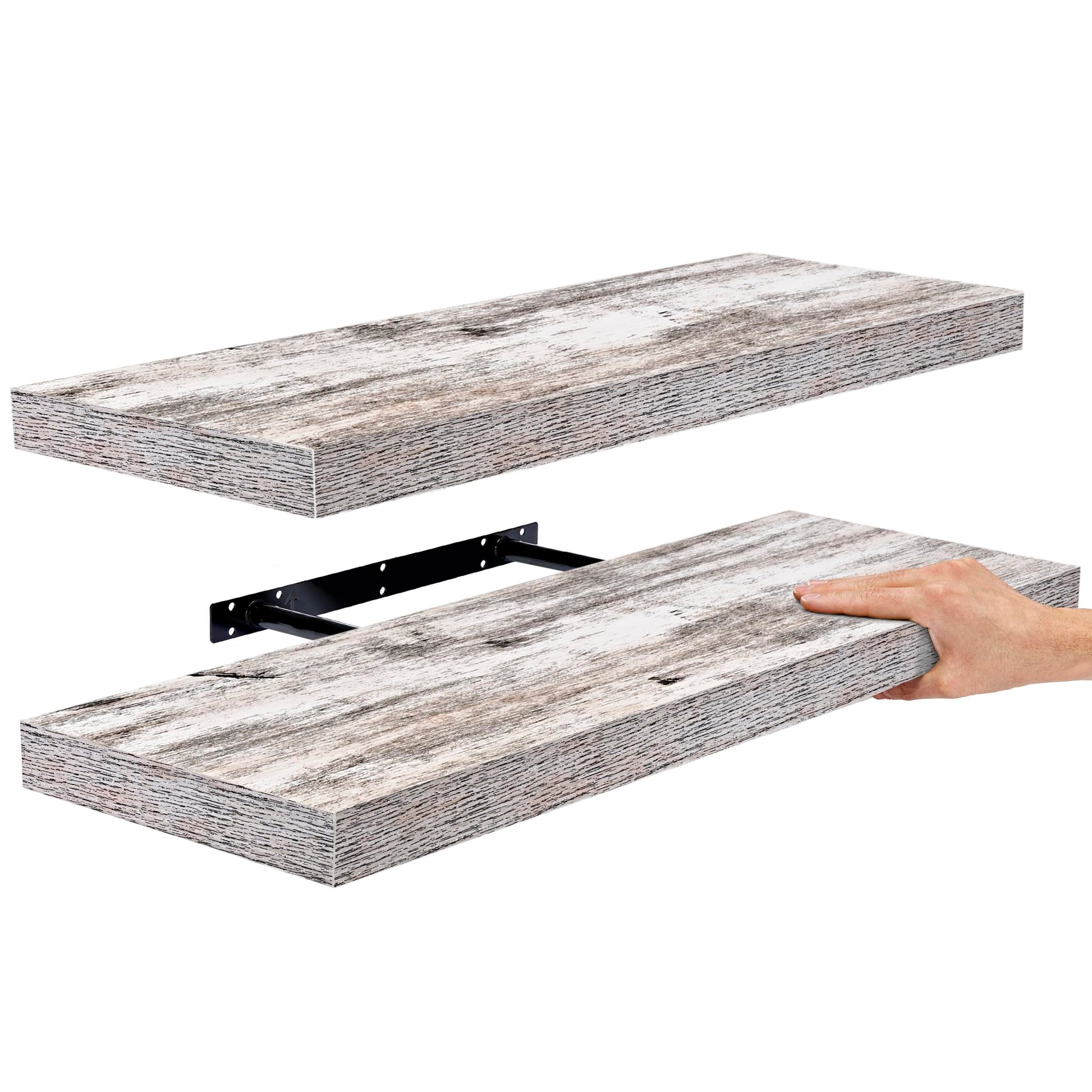 Rustic Sorbus Floating Wall Shelves – 24 x 9 Inch Decorative Storage, 2 Pack for Home, Kitchen, and Bathroom - WoodArtSupply