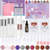 TSVATE Lip Gloss Making Kit, 58PCS DIY Lip Gloss Kit, Lipgloss Making Kit for Women, Beginner, Girls, Moisturizing Lipgloss Base Moist, Double-Ended Tubes, Jojoba Oil, Tween Girls Gift Trendy Stuff TSVATE