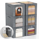GoMaihe Clothes Storage Bin with Metal Frame: 6-Pack Stackable Closet Storage Bin with Lid & Clear Window, Sweater Boxes Storage for Closet Bedding Clothing Storage Organizer 40L GoMaihe