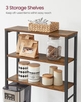 VASAGLE Rustic Brown and Black 6-Tier Kitchen Baker's Rack with Storage and S-Hooks VASAGLE