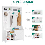 YITAHOME Hall Tree with Shoe Storage Bench for Entryway, 4-in-1 Coat Rack with Bench, Entrance Organizer with Shoe Storage, Hall Tree with Adjustable Shoe Storage and Hanging Hooks, White YITAHOME