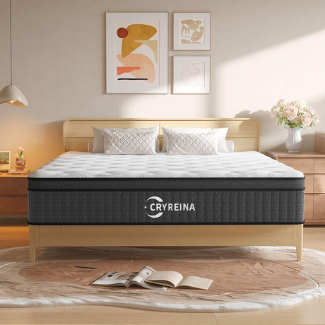 CRYREINA Full Mattress, 12 Inch Full Size Mattresses, Hybrid Pocketed Coil Mattress in a Box, Medium Firm, 100 Nights Trial CRYREINA