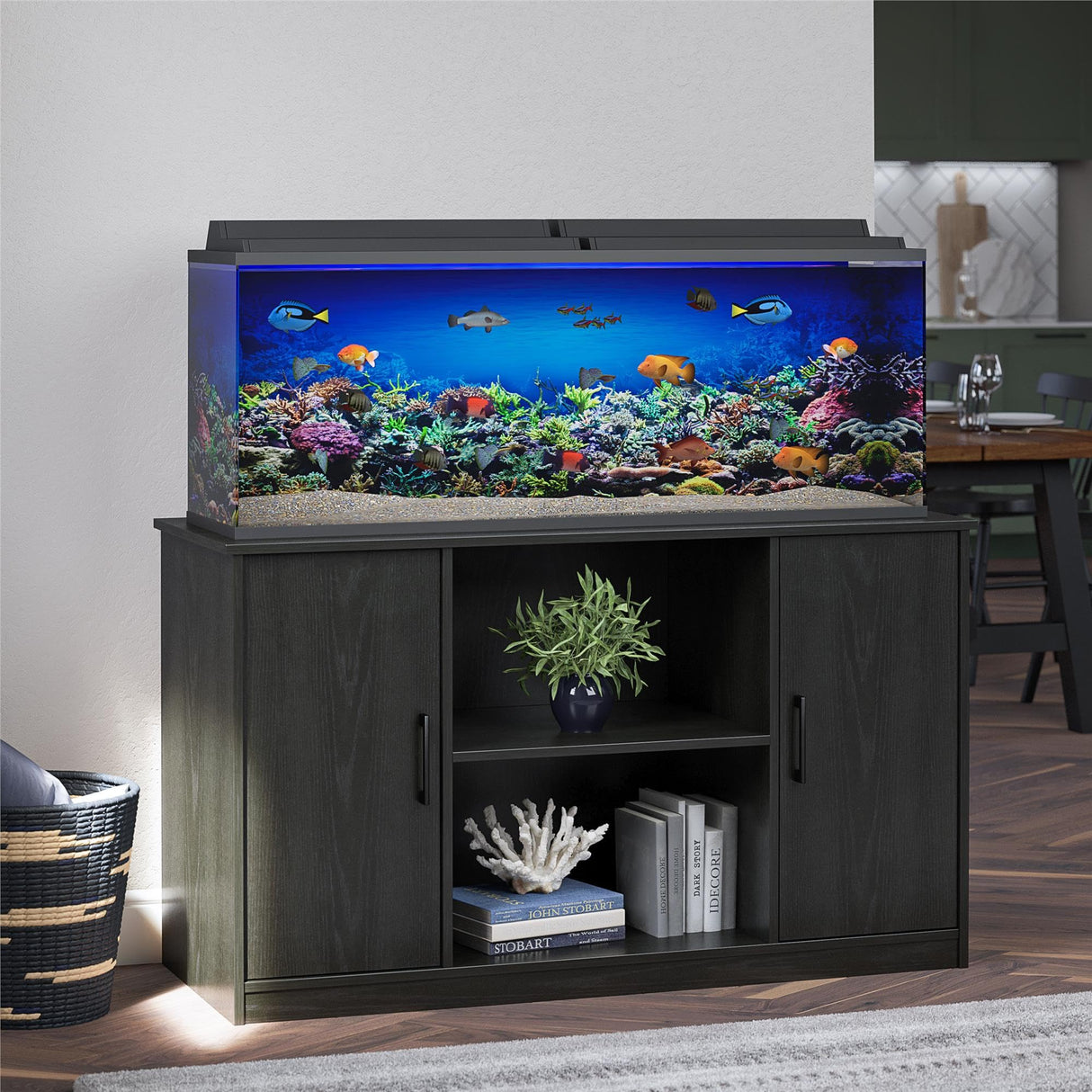 Ollie & Hutch Dory 55 Gallon Aquarium or Terrarium Tank Stand, Black Oak Ollie & Hutch