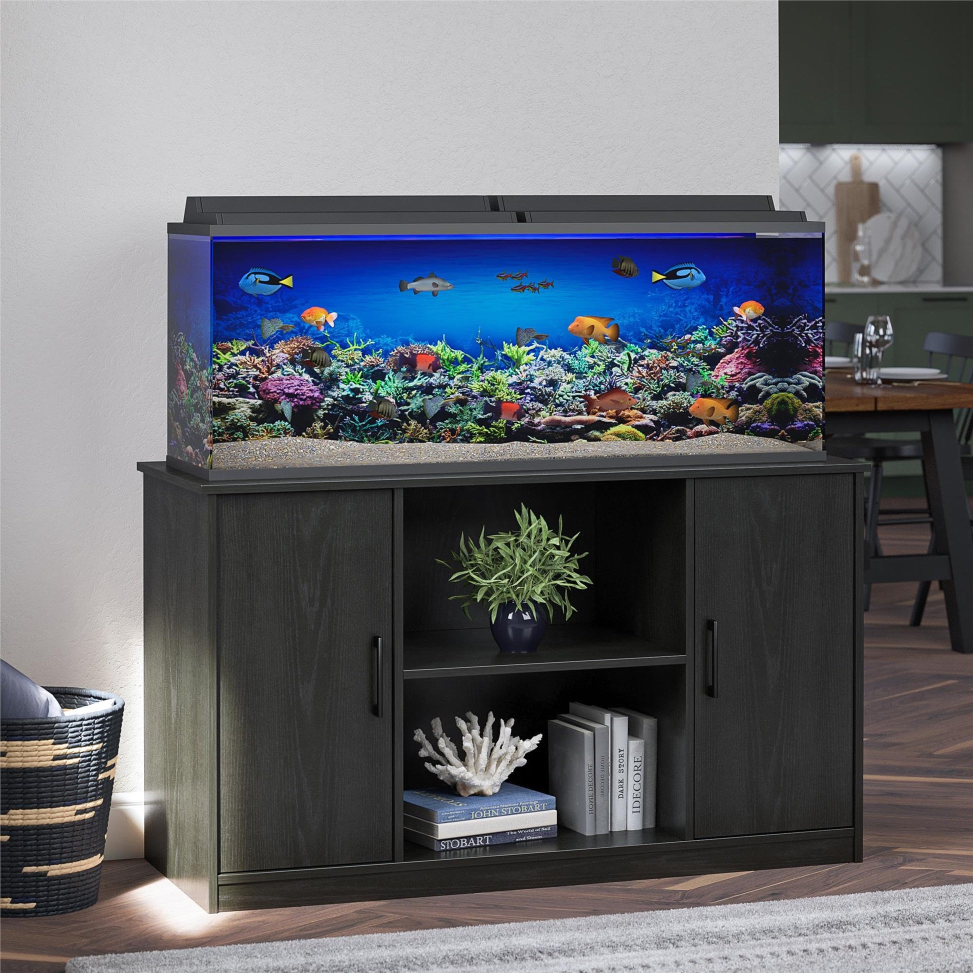 Ollie & Hutch Dory 55 Gallon Aquarium or Terrarium Tank Stand, Black Oak - WoodArtSupply