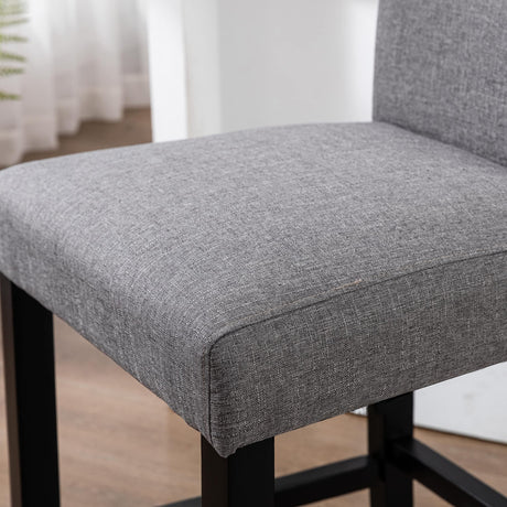 LSSPAID Bar Stools Set of 2, 24.8 Inch Upholstered Fabric Counter Height Stools, Modern Kitchen Island Wood Bar Chairs Barstools with Backrest and Solid Wood Legs, Grey LSSPAID