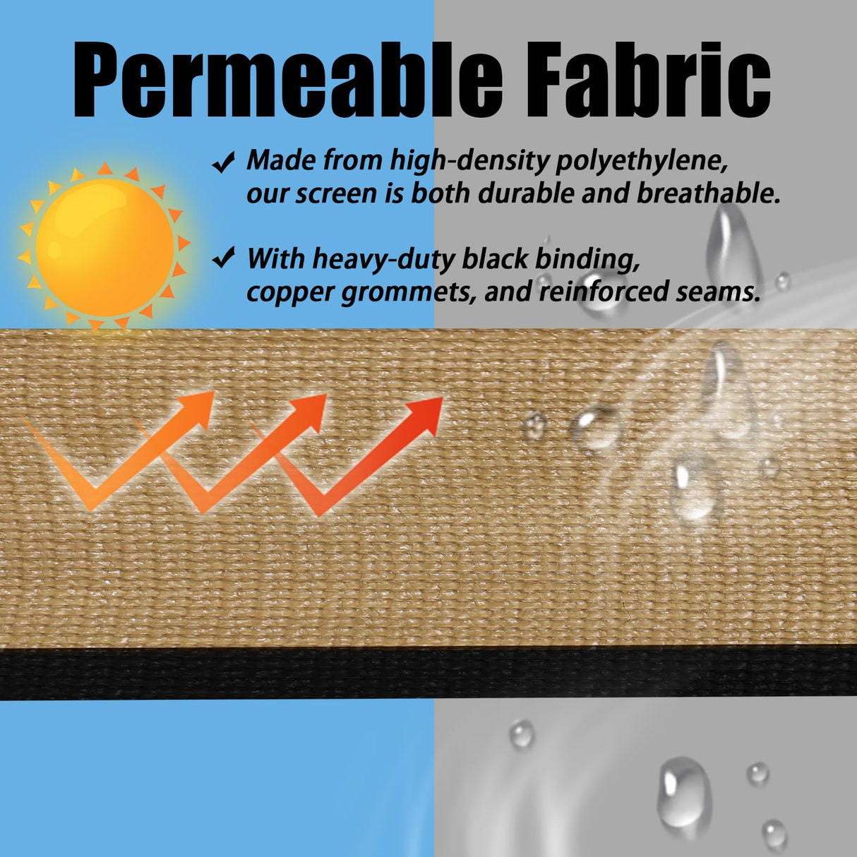 Sand 4FT X 50FT Outdoor Privacy Screen Fence & Mesh Shade Net Cover, Ideal for Garden and Backyard - Enhances Privacy for Fencing & Chain Link, Perfect for Patio Privacy Wall, Slats，Freestanding BADAO