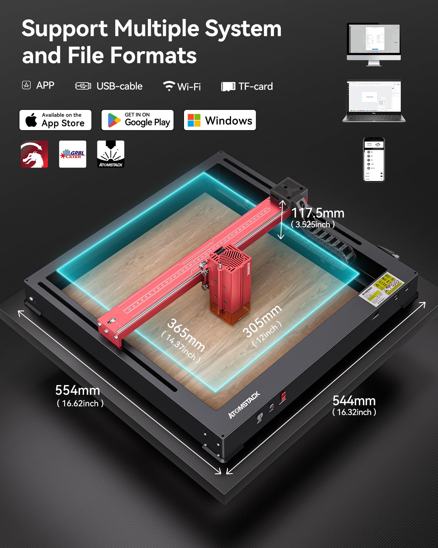 ATOMSTACK A24 PRO Laser Engraver 120W Unibody Laser Cutter,24W Output Efficient Expandable & Installation Free DIY Engraving Cutting Machine,600mm/s High Speed Laser Engraving Machine for Woo - WoodArtSupply