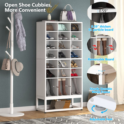 Tribesigns Shoe Storage Cabinet 55inch, 8-Tier Freestanding Cube Closet Organizers, 24 Pair White Shoe Rack Storage with Movable Partition Boards for Hallway, Bedroom, Closet, Entryway - WoodArtSupply