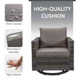 Belord Outdoor Sectional Furniture with Swivel Rocker Chair, 10 Pieces Wicker Patio Furniture Sets with Ottoman L Shaped Sofa Coffee Table Grey Cushion Belord