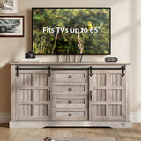 DWVO Farmhouse Sideboard Buffet Cabinet with Storage, Large Kitchen Cabinet w/Sliding Barn Doors and 4 Drawers, for Dining Room, Wash Grey DWVO
