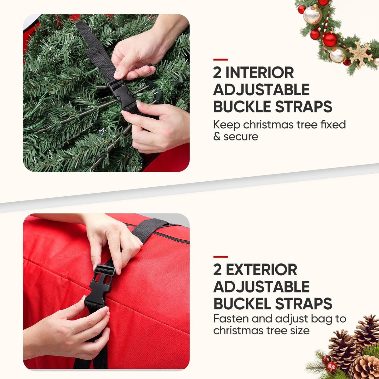 BALEINE 7.5 ft Rolling Christmas Tree Storage Bag, 2 Swivel Wheels for Easy Moving, Heavy Duty 600D Oxford Fabric Extra Large Artificial Christmas Tree Bag with Reinforced Carry Handles (Grey) BALEINE