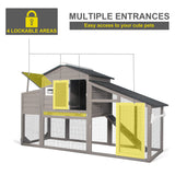 Ketive Chicken Coop Large Wooden Chicken Tractor - with Wheels Waterproof Outdoor Hen House Poultry Cage Back Yard Chicken Coops with Run, Laying Boxes and Secure Enclosure (Sloping Roof) ketive