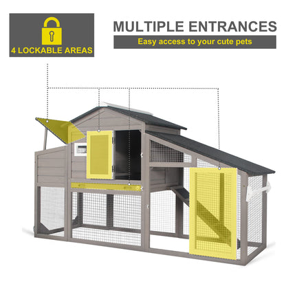 Ketive Chicken Coop Large Wooden Chicken Tractor - with Wheels Waterproof Outdoor Hen House Poultry Cage Back Yard Chicken Coops with Run, Laying Boxes and Secure Enclosure (Sloping Roof) - WoodArtSupply