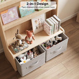WISUCART Kids Bookshelf and Toy Storage Organizer, 3 Tier Bamboo Todders Book Shelf Large Book Rack for Child Room Playroom Nursery for Kids, Children, Toddlers (Nature) WISUCART