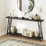 MAHANCRIS Console Table, 63" Industrial Entryway Table, Extra Long Sofa Table Behind Couch, X-Shaped Support, for Entryway, Hallway, Living Room, Black CTHB4801 MAHANCRIS