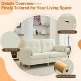 WUTUTUEE 65" Chenille Loveseat Sofa, Modern 2-Seater Love Seat Couch with Armrest Pillows, Storage Pockets, Easy Assembly, Upholstered Tufted Loveseat Sofa Couches for Living Room Bedroom, Beige WUTUTUEE