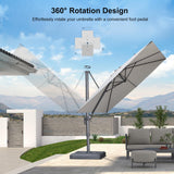 PURPLE LEAF 9 FT Cantilever Patio Umbrella Outdoor Aluminum Offset Square Umbrella with 3 Years Fade Resistance Recycled Fabric and 360-degree Rotation for Deck Pool Garden, Light Grey PURPLE LEAF