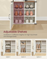 VASAGLE Hall Tree with Bench and Shoe Storage, Coat Rack with Shoe Bench, Entryway Furniture, 3 Tri-Hooks, Door with Handle, Farmfouse Style, Space Saving, Rustic White and Honey Brown UHSR441W01 VASAGLE